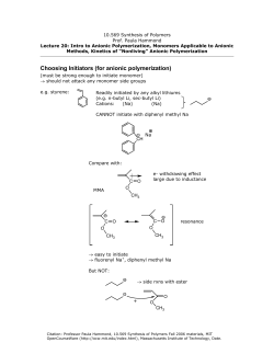 Choosing Initiators (for anionic polymerization)