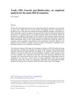 Trade, FDI, Growth and Biodiversity