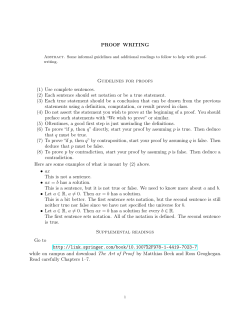 PROOF WRITING Guidelines for proofs (1) Use complete sentences