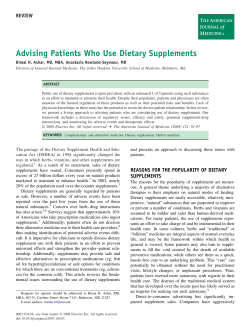 Advising Patients Who Use Dietary Supplements