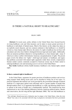 IS THERE A NATURAL RIGHT TO HEALTHCARE?