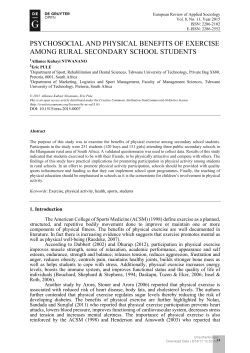 PSYCHOSOCIAL AND PHYSICAL BENEFITS OF EXERCISE