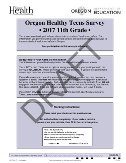 OHT Grade 11 Questionnaire - Oregon Healthy Teen Survey 2015