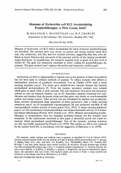 Mutants of Escherichia coli K12 Accumulating