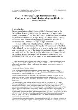 Legal Pluralism and the Contrast between Hart`s Jurisprudence and
