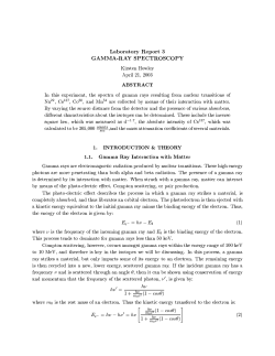 LAB 3: Gamma-Ray Spectroscopy