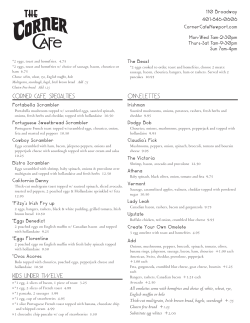 Corner Caf&eacute; Specialties Omelettes