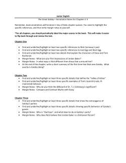 Junior English The Great Gatsby&mdash;Annotation Notes for Chapters 1