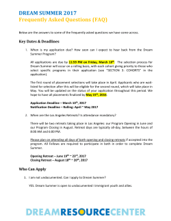 DREAM SUMMER 2017 Frequently Asked Questions (FAQ)