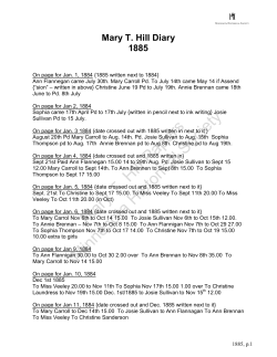 Mary T. Hill Diary, 1885 - Minnesota Historical Society