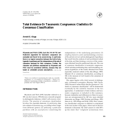 Total Evidence Or Taxonomic Congruence: Cladistics