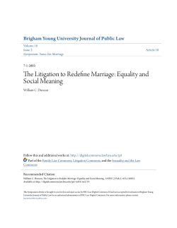 The Litigation to Redefine Marriage: Equality and Social Meaning