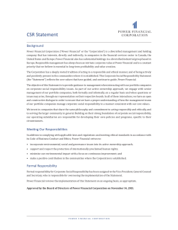 CSR Statement - Corporate Social Responsibility at Power Financial