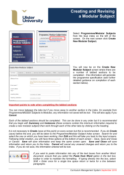 Creating and Revising a Modular Subject
