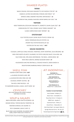 SHARED PLATES SALADS CEVICHES SHELL FISH AT MOONFISH