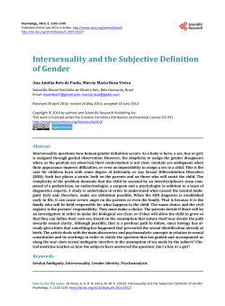 Intersexuality and the Subjective Definition of Gender