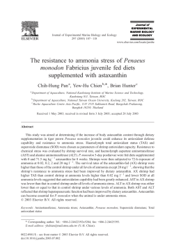 The resistance to ammonia stress of Penaeus monodon Fabricius