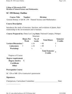 SC 250 Botany Outline - College of Micronesia