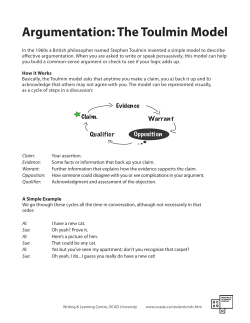 Argumentation: The Toulmin Model