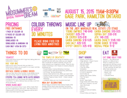 August 15, 2015 11AM-8:30pm Gage Park, Hamilton Ontario Colour