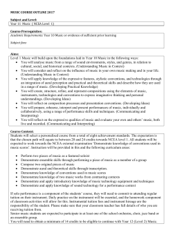 Level 1 Music will build upon the foundations laid in Year 10 Music