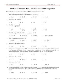 TAME 9th Grade Practice Test - Texas Alliance for Minorities in