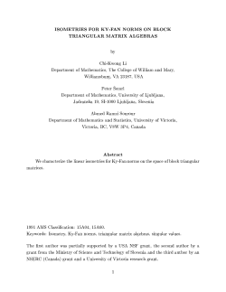 ISOMETRIES FOR KY-FAN NORMS ON BLOCK TRIANGULAR