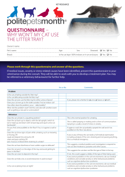 questionnaire &ndash; Why Won`t my cat use the litter tray?
