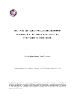 political obstacles to economic reform in uzbekistan, kyrgyzstan, and