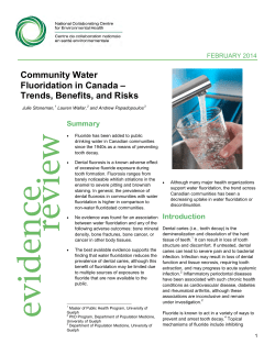 Community Water Fluoridation in Canada &ndash; Trends