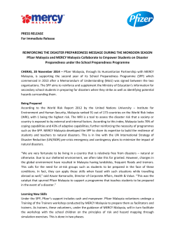 PRESS RELEASE For Immediate Release