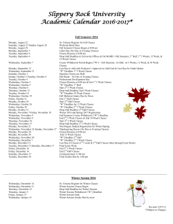 Slippery Rock University Academic Calendar 2016-2017*