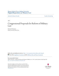 Congressional Proposals for Reform of Military Law