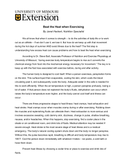 Beat the Heat when Exercising - MU Extension