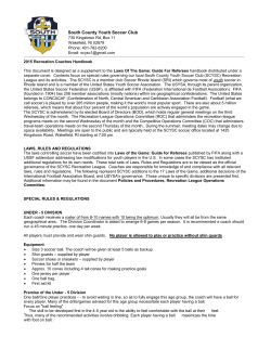 Recreational Coaches` Handbook - South County Youth Soccer Club