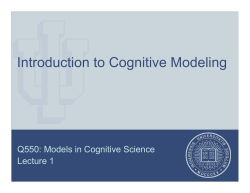 Introduction to Cognitive Modeling