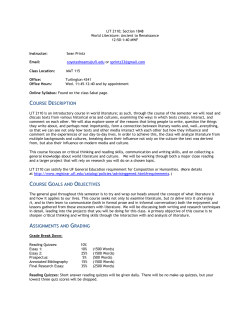 LIT 2110, Section 1848, Printz - UF English