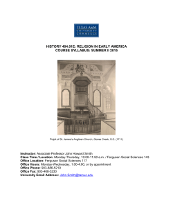 HISTORY 404.01E: RELIGION IN EARLY AMERICA COURSE