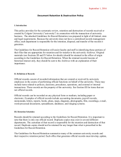 Document Record Retention and Destruction Policy