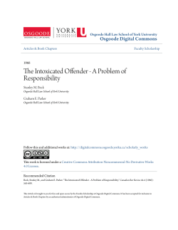The Intoxicated Offender - A Problem of Responsibility