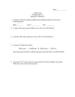 Name ______ CHEM 1364 Thursday Quiz #9 Spring 2013 (Buckley