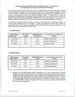 Examples of Possible ASSET, ACT and COMPASS "Stage 1" Cut Off