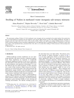 Swelling of Nafion in methanol&ndash;water&ndash;inorganic salt