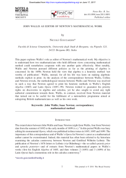 JOHN WALLIS AS EDITOR OF NEWTON`S MATHEMATICAL WORK