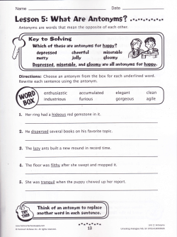 Lesson 5: What Are Antonyms? rrrrrrrrrrrrr