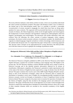 Progress in Colour Studies 2012: List of abstracts