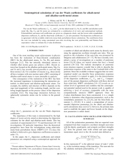 Semiempirical calculation of van der Waals coefficients for alkali
