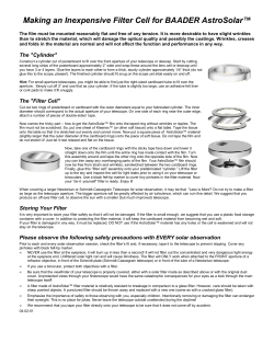 Making an Inexpensive Filter Cell for BAADER AstroSolar&trade;