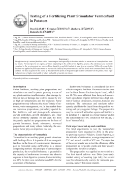 Testing of a Fertilizing Plant Stimulator Vermesfluid in Potatoes