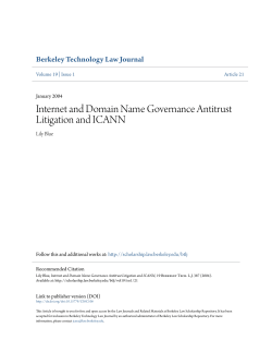Internet and Domain Name Governance Antitrust Litigation and ICANN